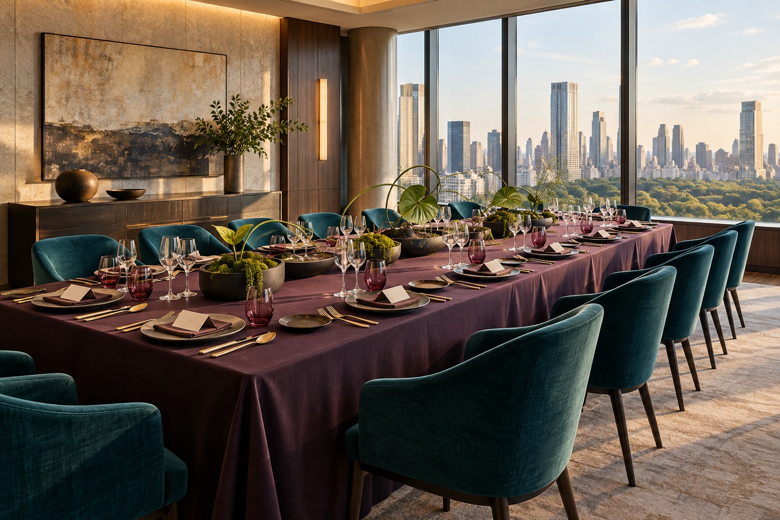 An executive leadership dinner tablescape